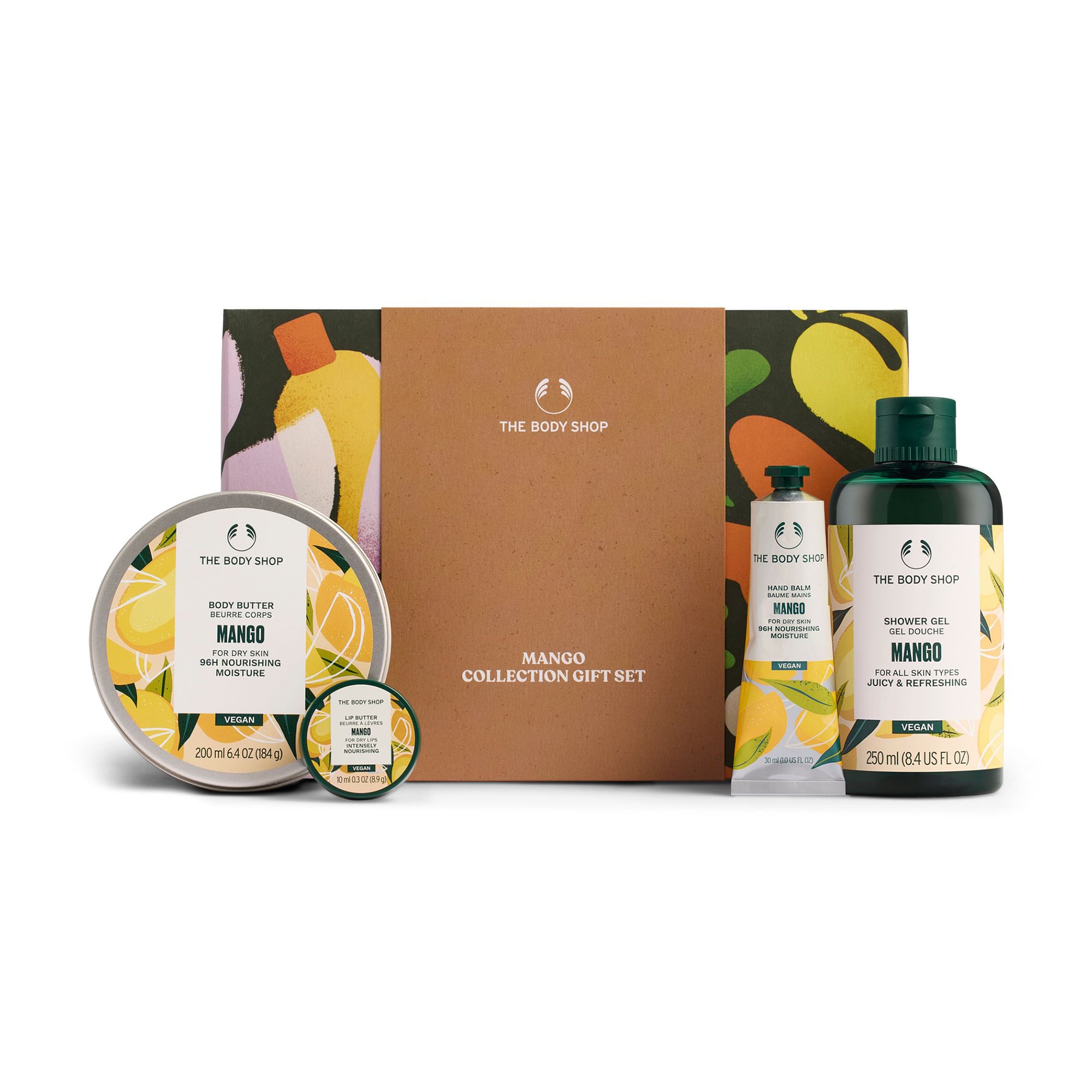 Подарунковий набір The Body Shop Манго (гель для душу, 250 мл + масло для тіла, 200 мл + крем-бальзам для рук, 30 мл + масло для губ, 10 мл)